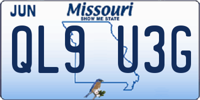 MO license plate QL9U3G