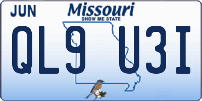 MO license plate QL9U3I