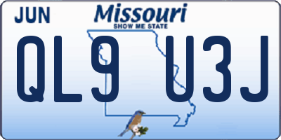 MO license plate QL9U3J