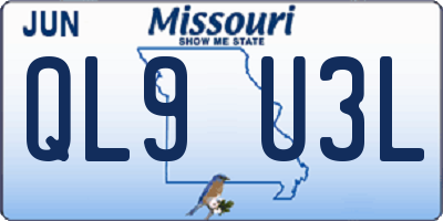 MO license plate QL9U3L