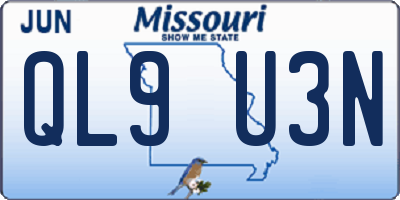 MO license plate QL9U3N