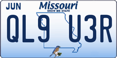 MO license plate QL9U3R