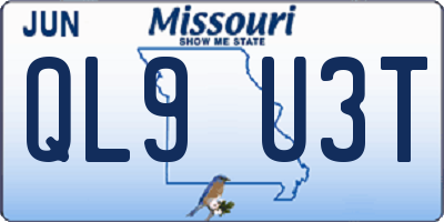 MO license plate QL9U3T