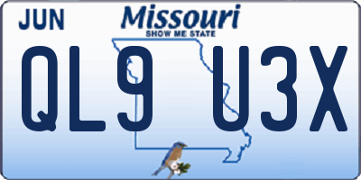 MO license plate QL9U3X