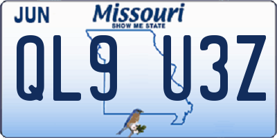 MO license plate QL9U3Z