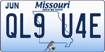 MO license plate QL9U4E