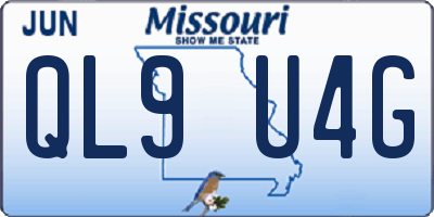 MO license plate QL9U4G