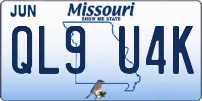 MO license plate QL9U4K