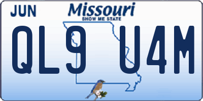 MO license plate QL9U4M