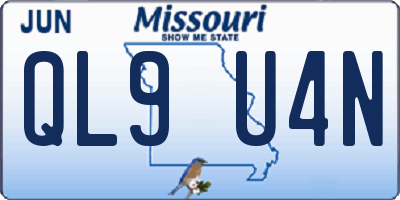 MO license plate QL9U4N