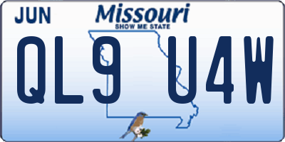 MO license plate QL9U4W