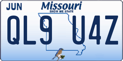 MO license plate QL9U4Z
