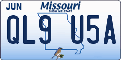 MO license plate QL9U5A