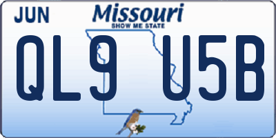 MO license plate QL9U5B