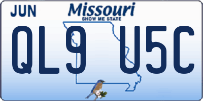 MO license plate QL9U5C