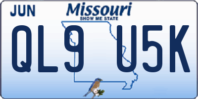 MO license plate QL9U5K