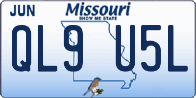 MO license plate QL9U5L