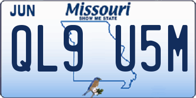MO license plate QL9U5M