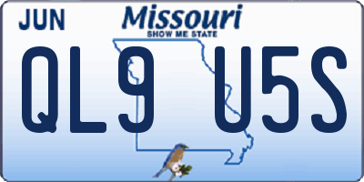 MO license plate QL9U5S