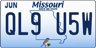 MO license plate QL9U5W