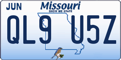 MO license plate QL9U5Z