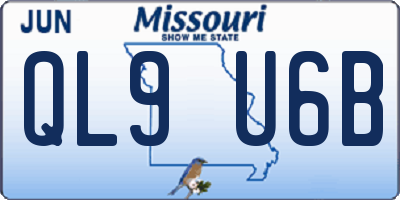 MO license plate QL9U6B