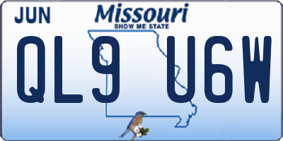 MO license plate QL9U6W