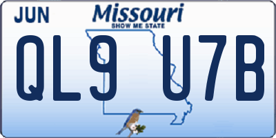 MO license plate QL9U7B