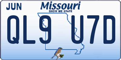 MO license plate QL9U7D
