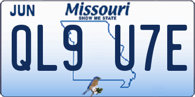MO license plate QL9U7E