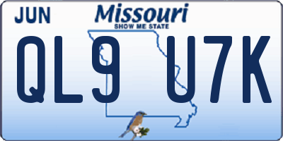 MO license plate QL9U7K