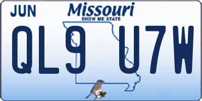 MO license plate QL9U7W