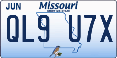 MO license plate QL9U7X