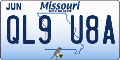 MO license plate QL9U8A