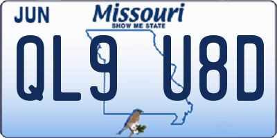MO license plate QL9U8D