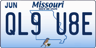 MO license plate QL9U8E