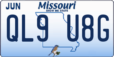 MO license plate QL9U8G
