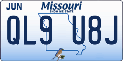 MO license plate QL9U8J