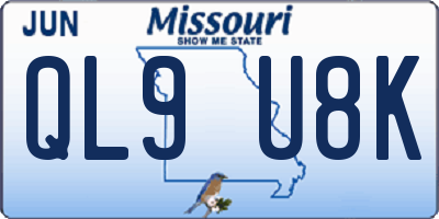 MO license plate QL9U8K