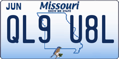 MO license plate QL9U8L