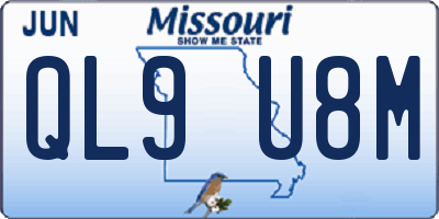 MO license plate QL9U8M