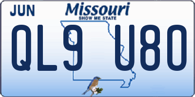 MO license plate QL9U8O