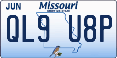 MO license plate QL9U8P