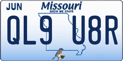 MO license plate QL9U8R