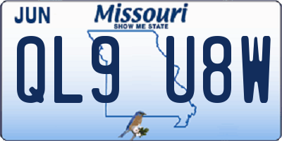 MO license plate QL9U8W