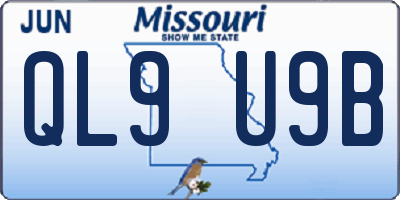 MO license plate QL9U9B