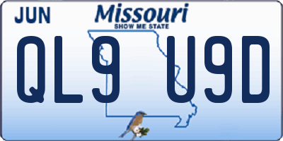MO license plate QL9U9D