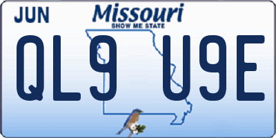 MO license plate QL9U9E