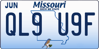 MO license plate QL9U9F