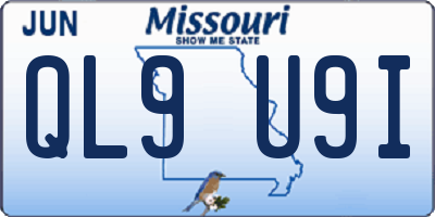 MO license plate QL9U9I